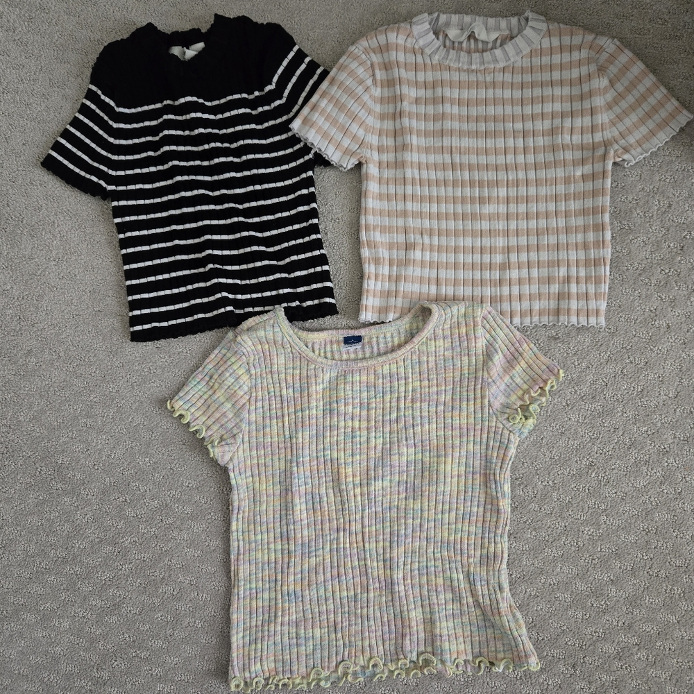3 Piece Bundle - Girls Cropped Tops